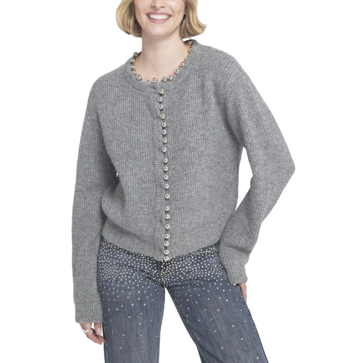 Women's Beaded Cardigan Cable Knit Sweater