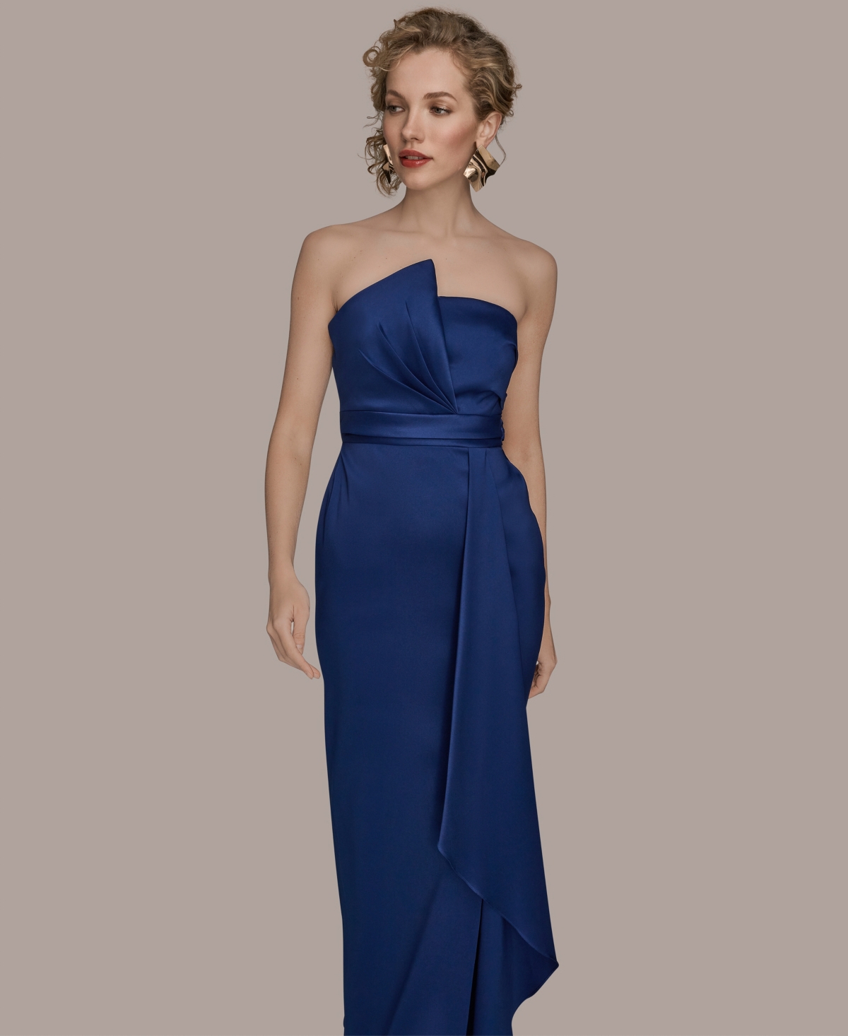 Donna Karan New York Women's Asymmetric Twist Strapless Gown