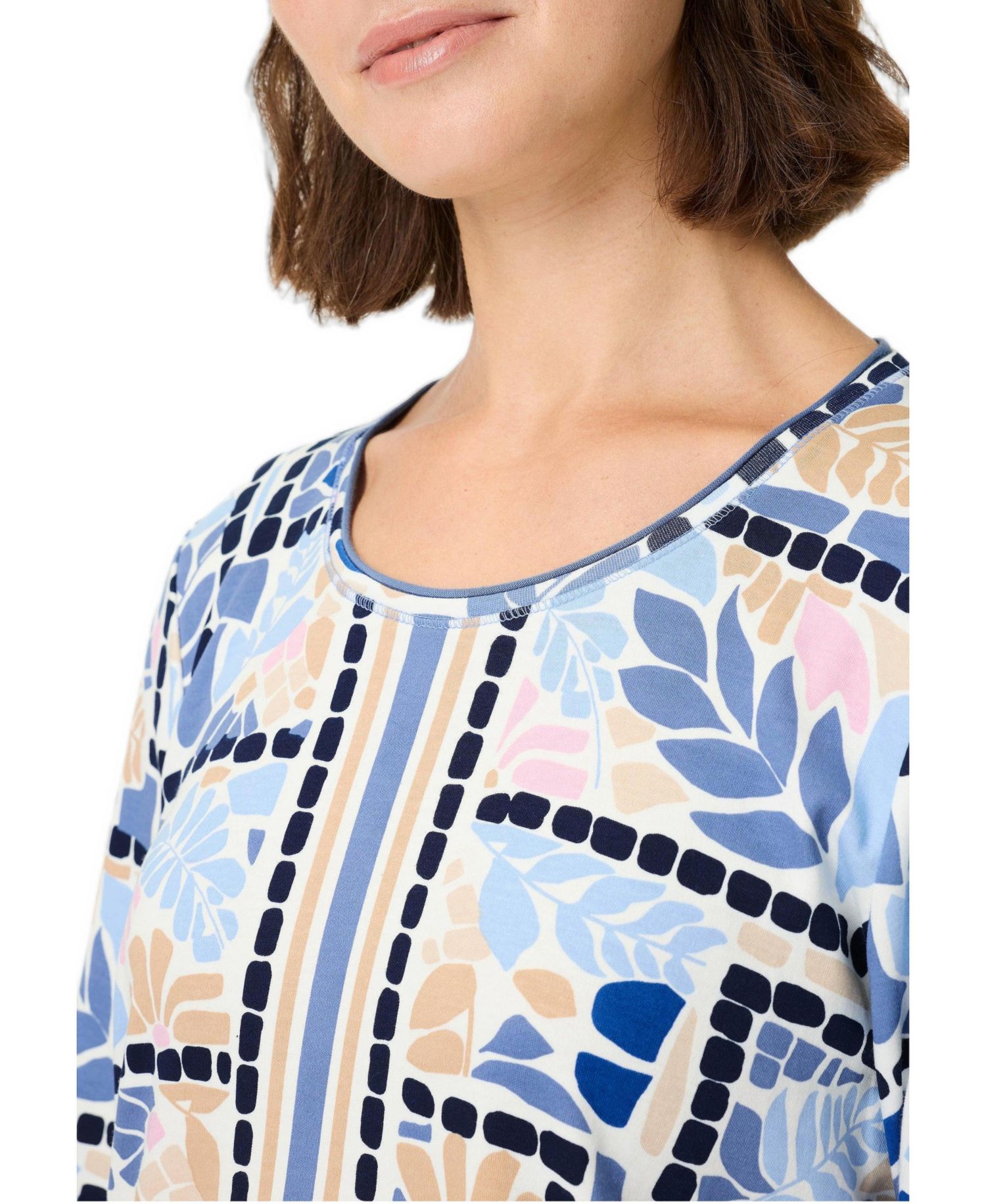 Women's Floral and Border Print T-Shirt