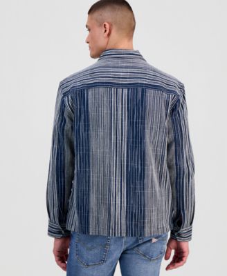 Men's Atlas Linear Jacquard Long-Sleeve Cotton Overshirt