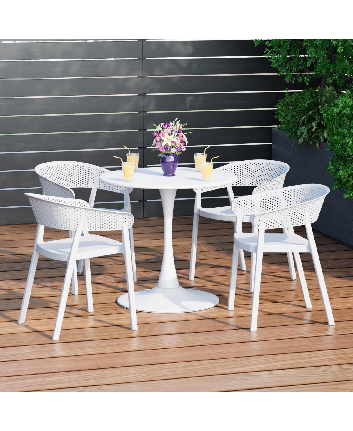 WestinTrends -Piece Indoor Outdoor Metal Patio Dining Table Set With Stackable Patio Chairs
