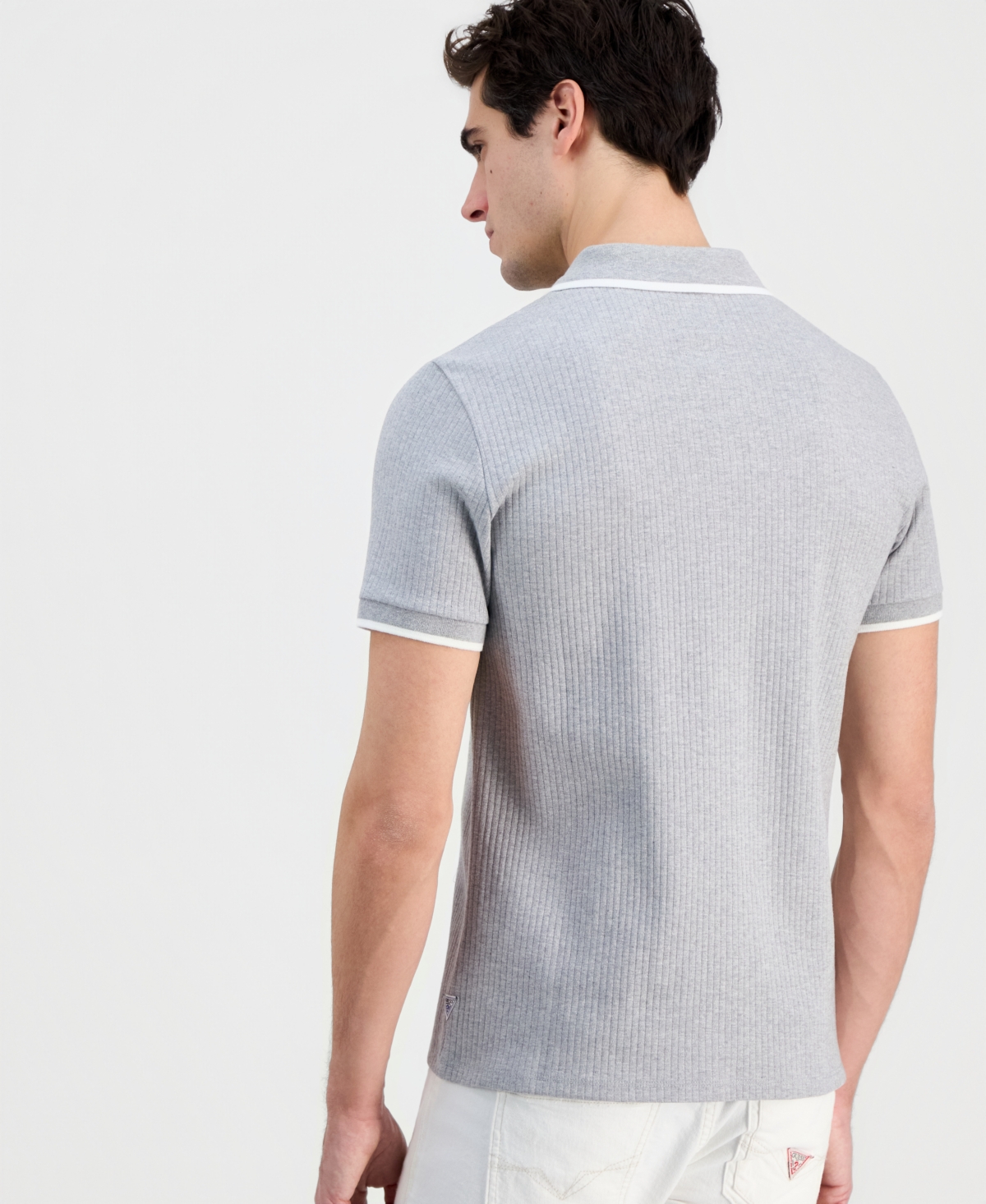 Guess Men's Bayside Rib-Knit Textured Tipped Polo Shirt