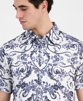Men's Wayco Decorative Floral Short-Sleeve Shirt