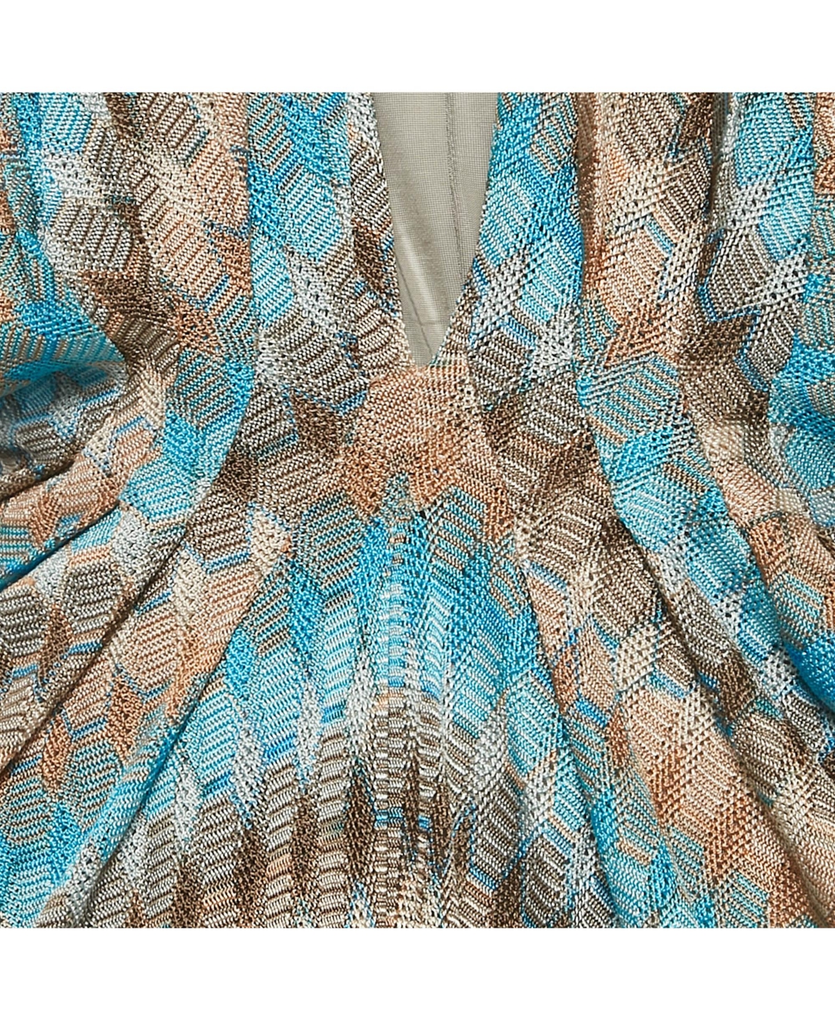 Pre-Owned Missoni Women's Blue Patterned Knit Halter Neck Midi Dress