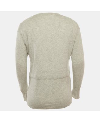 Men's Grey Knit V-Neck Sweater