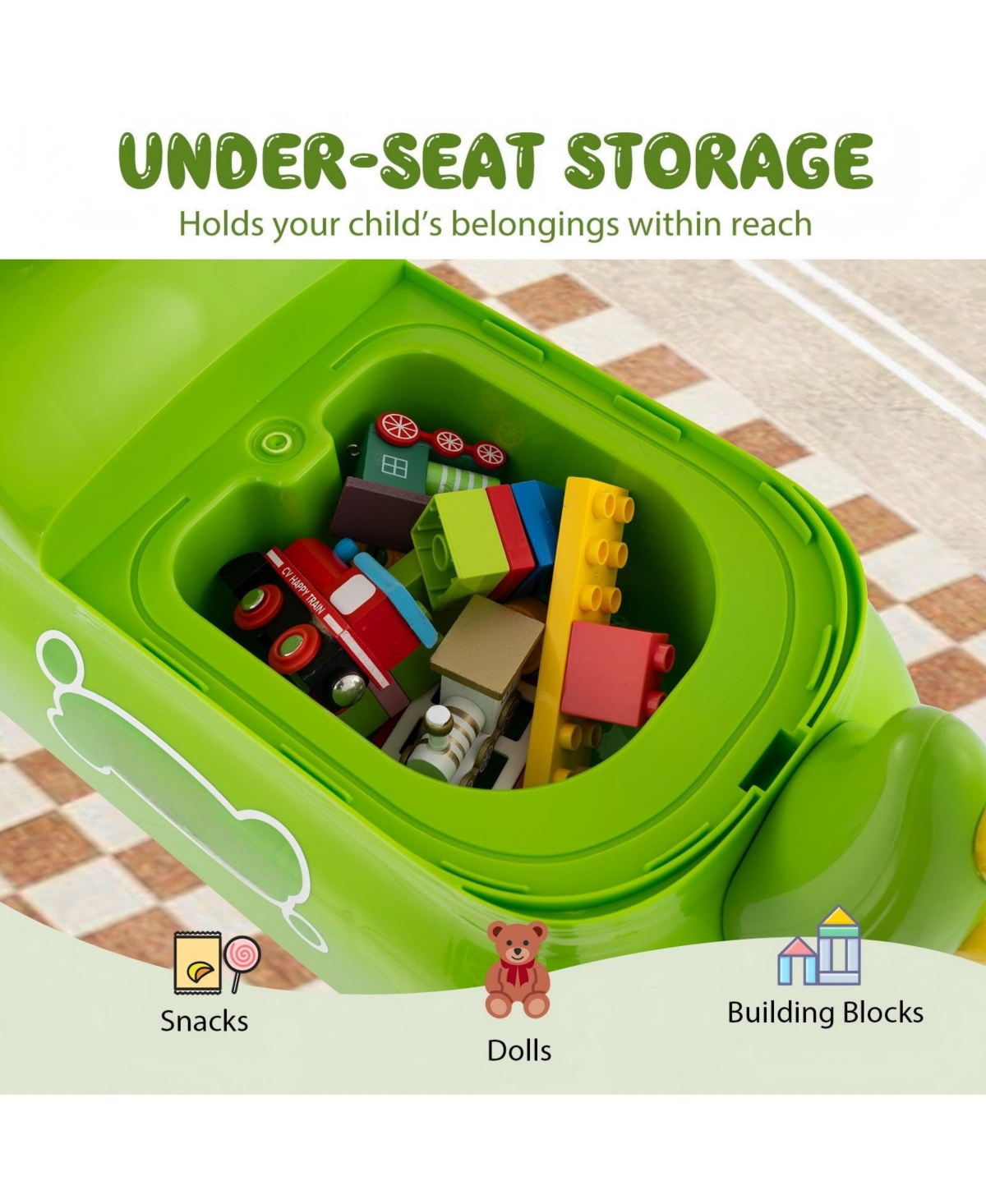 Hongge Toddler Ride On Toy Car With Lights Sounds And Under Seat Storage