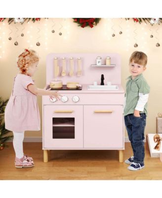 Kids Kitchen Playset with Light up Stove & Cooking Sounds Oven Sink Faucet