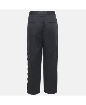 Women's Cotton Button Detail Straight Leg Trousers