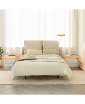 Modern LED Nightstand with 2 Drawers Bedside Table