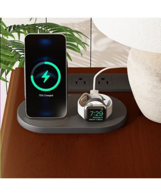 Modern Slim Side Table with 2 Drawers Narrow Nightstand