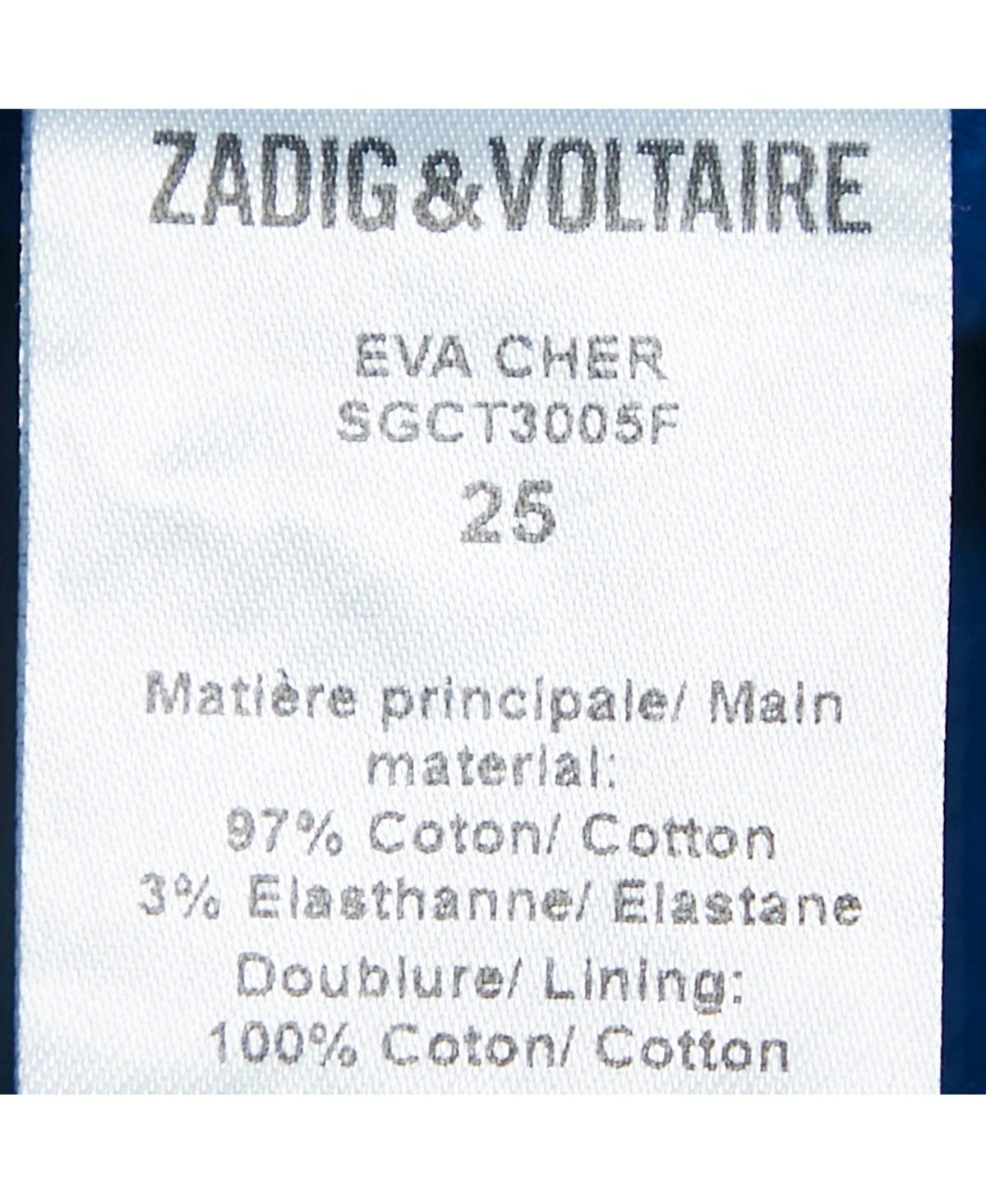 Pre-Owned Zadig & Voltaire Women's Denim Eva Cher Jeans