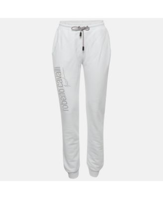 Women's Sport White Logo Print Cotton Joggers