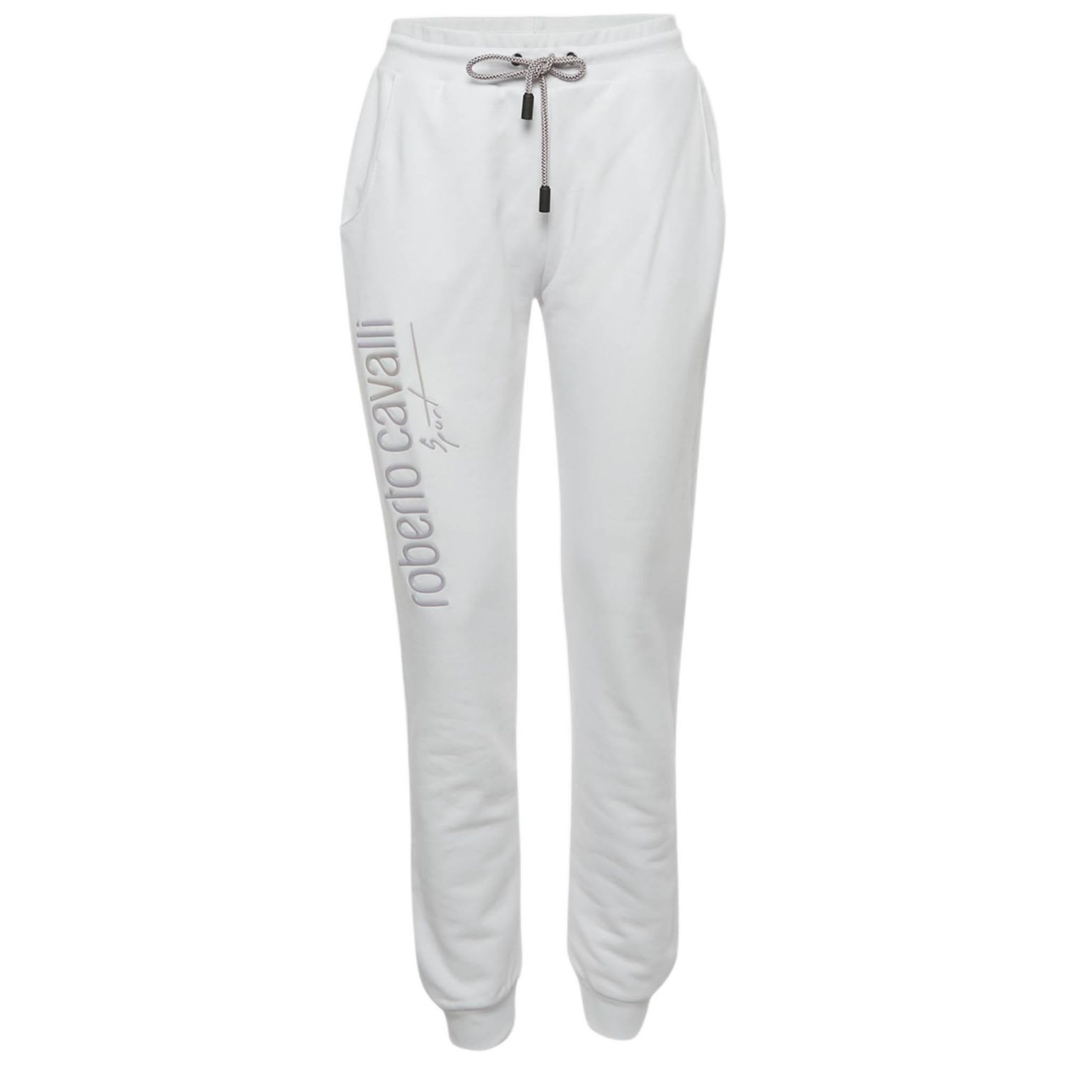 Women's Sport White Logo Print Cotton Joggers