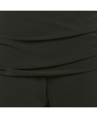 Women's Cheap And Chic Black Crepe Ruche Detail Trousers