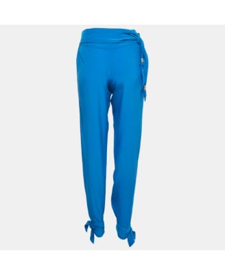 Women's Blue Silk Tie-Up Trousers