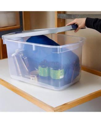 4 Pack Roughneck Clear Storage Containers, Stackable Totes, 66 Quart