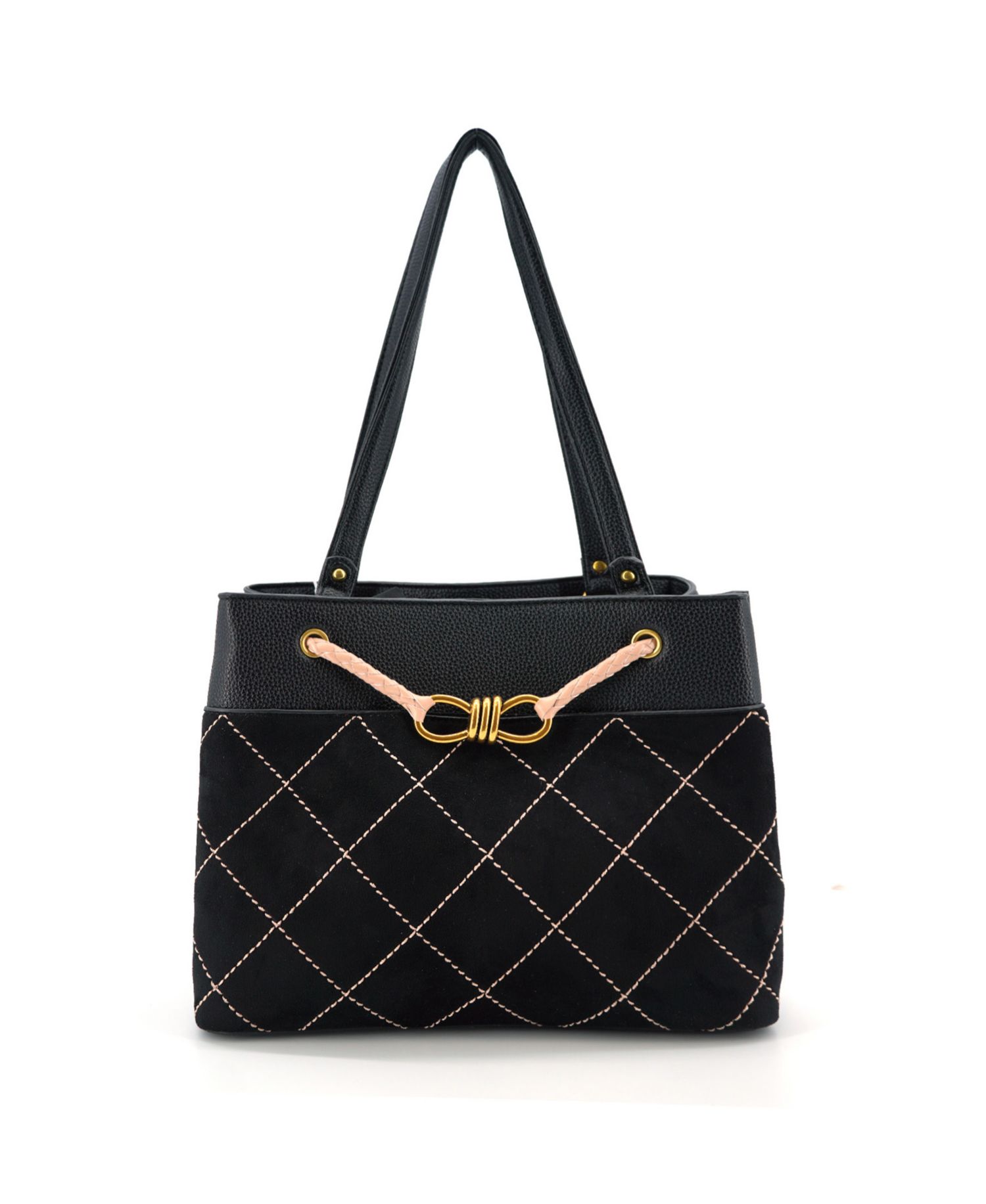 Velvet Bow Knot Medium Satchel Bag