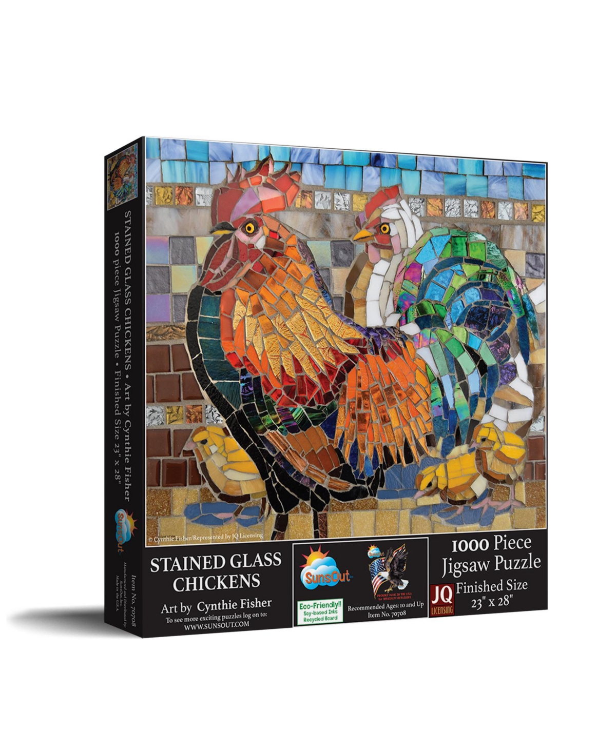 SunsOut Stained Glass Chickens 1000 piece Jigsaw Puzzle for Adults