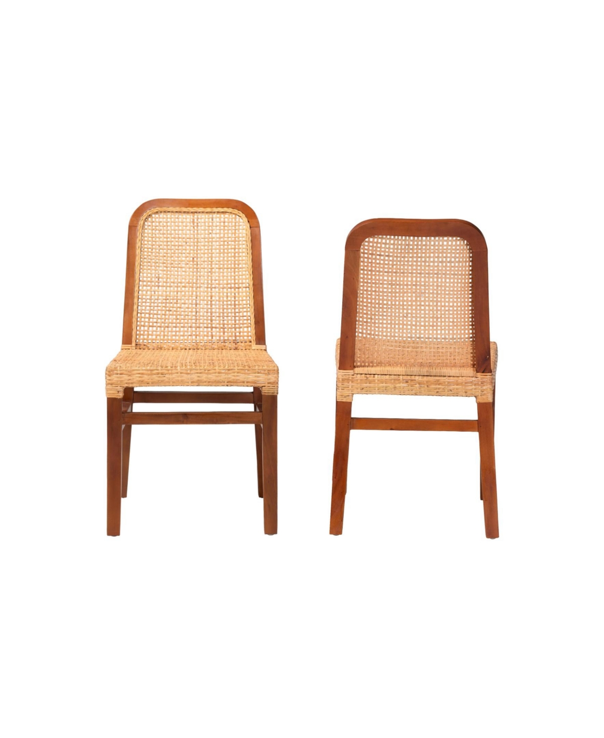 Furniture Caspia 2-Pc. Rattan Mid-Century Dining Chair Set