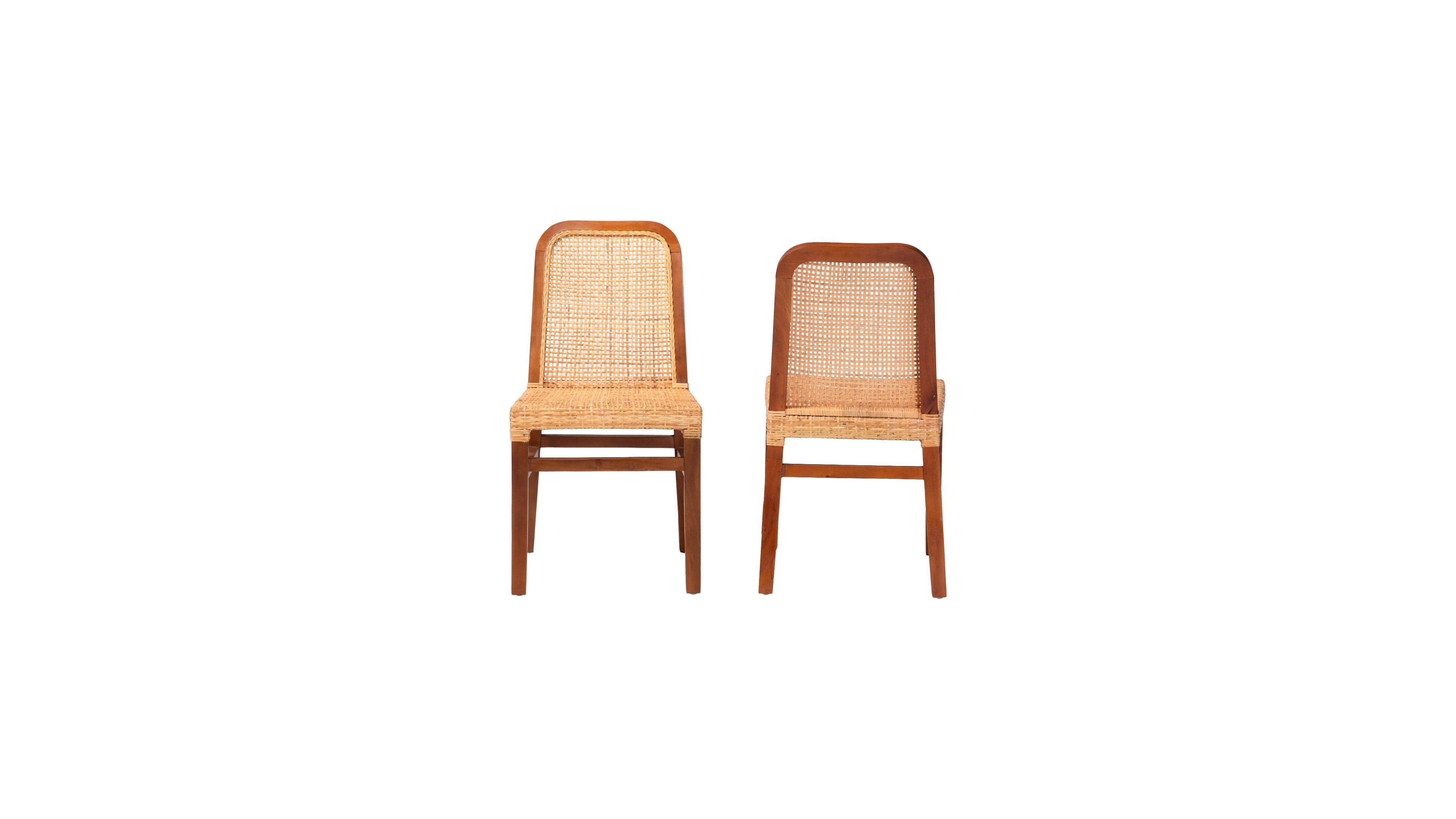 Furniture Caspia 2-Pc. Rattan Mid-Century Dining Chair Set