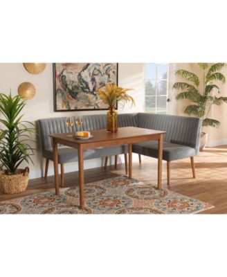 Alvis 3-Pc. Wood Mid-Century Dining Nook Set