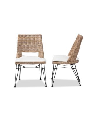 Nafaro 2-Pc. Rattan Bohemian Dining Chair with Cushion