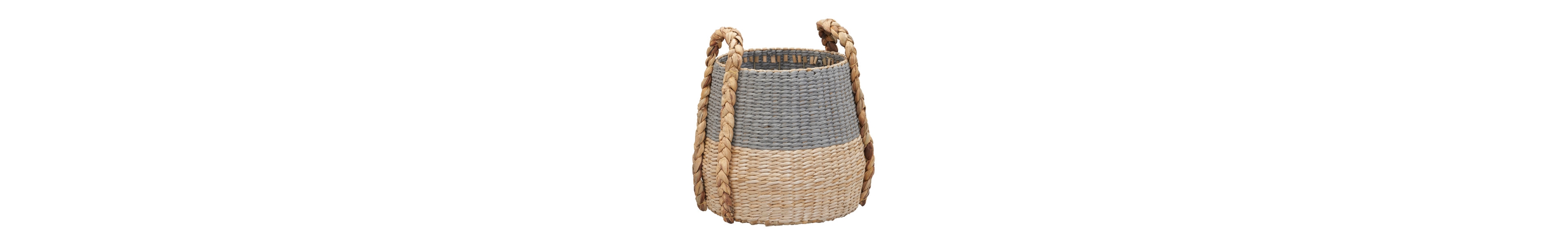 Household Essentials Cattail and Paper Terra Basket, Natural and Black
