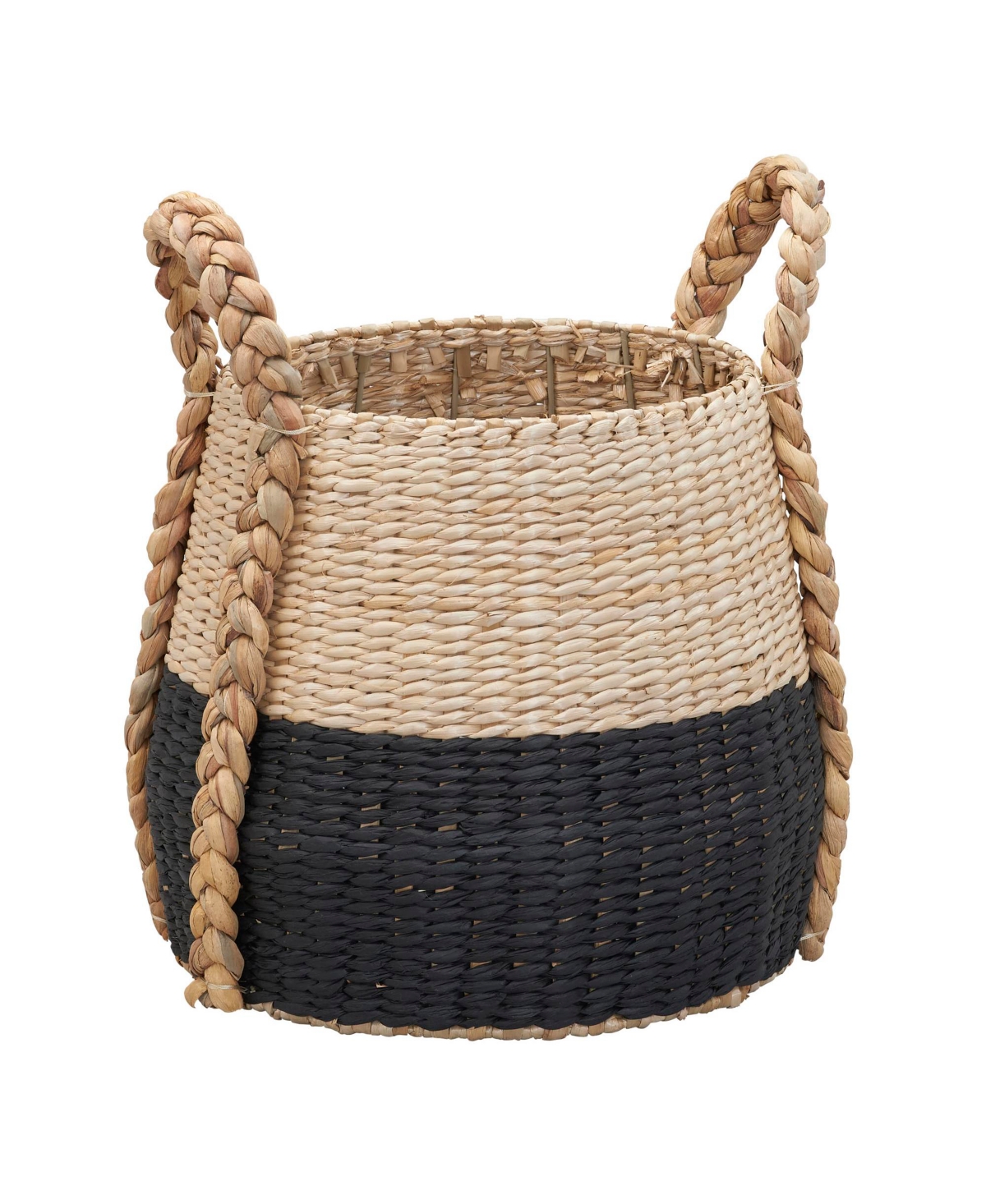 Household Essentials Cattail and Paper Terra Basket, Natural and Black