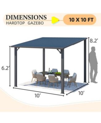 10'X10' Hardtop Gazebo Outdoor Pergola Lean to Metal Pergolas