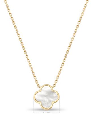 Mother of Pearl Clover Chain Necklace in 14K Gold, 16 in adj to 18 in, approx. 4.3gr