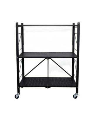 Metal 3-Tier Foldable Utility Rack, Black