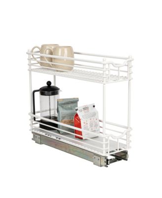 Glidez Multipurpose Paint-Finished Steel Pull-Out Storage Organizer, 2-Tier Design, White