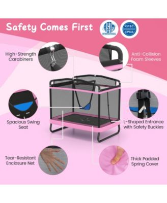 Kids Trampoline With Detachable Swing And Horizontal Bar For Indoor And Outdoor Play