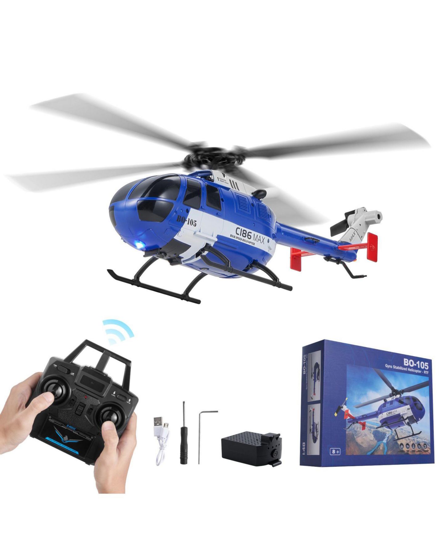Детская игрушка Mecale 2.4GHz 4-Propeller RC Helicopter with LED Light, цвет: Синий — фото 1