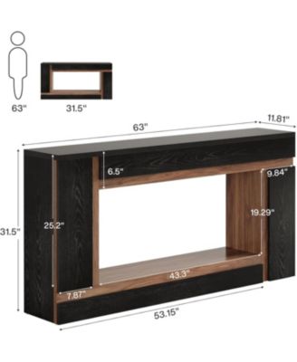 63" Wooden Console Table – 2-Tier Narrow Rectangular Sofa Table for Entryway, Behind Couch