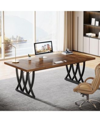 70.86-Inch Executive Desk, Large Home Office Desk Computer Desk with Thick Metal Frame