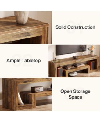 63-Inch TV Stand for 55/60/65/75-Inch TVs, Farmhouse Entertainment Center, Rustic Brown