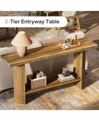 55-Inch Modern Console Table, Narrow Sofa Table for Hallway, Wooden Entrance Table