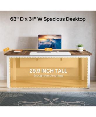 63 inches Executive Computer Desk, Large Home Office Desk Writing Table for Workstation