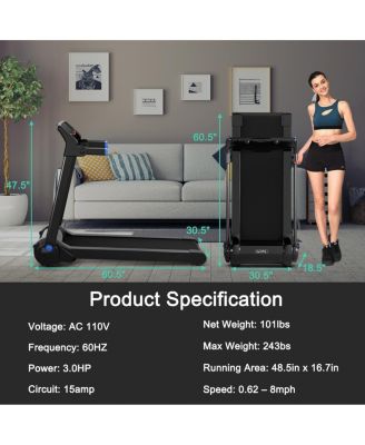 3HP Electric Folding Treadmill with Bluetooth Speaker