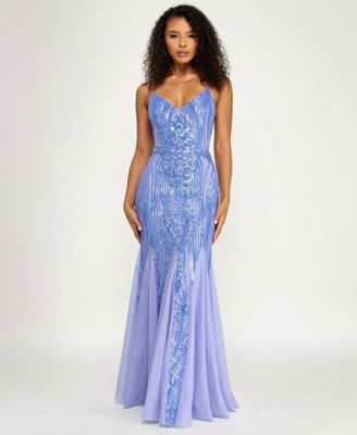 Juniors' Sequin Detail V-Neck Dress