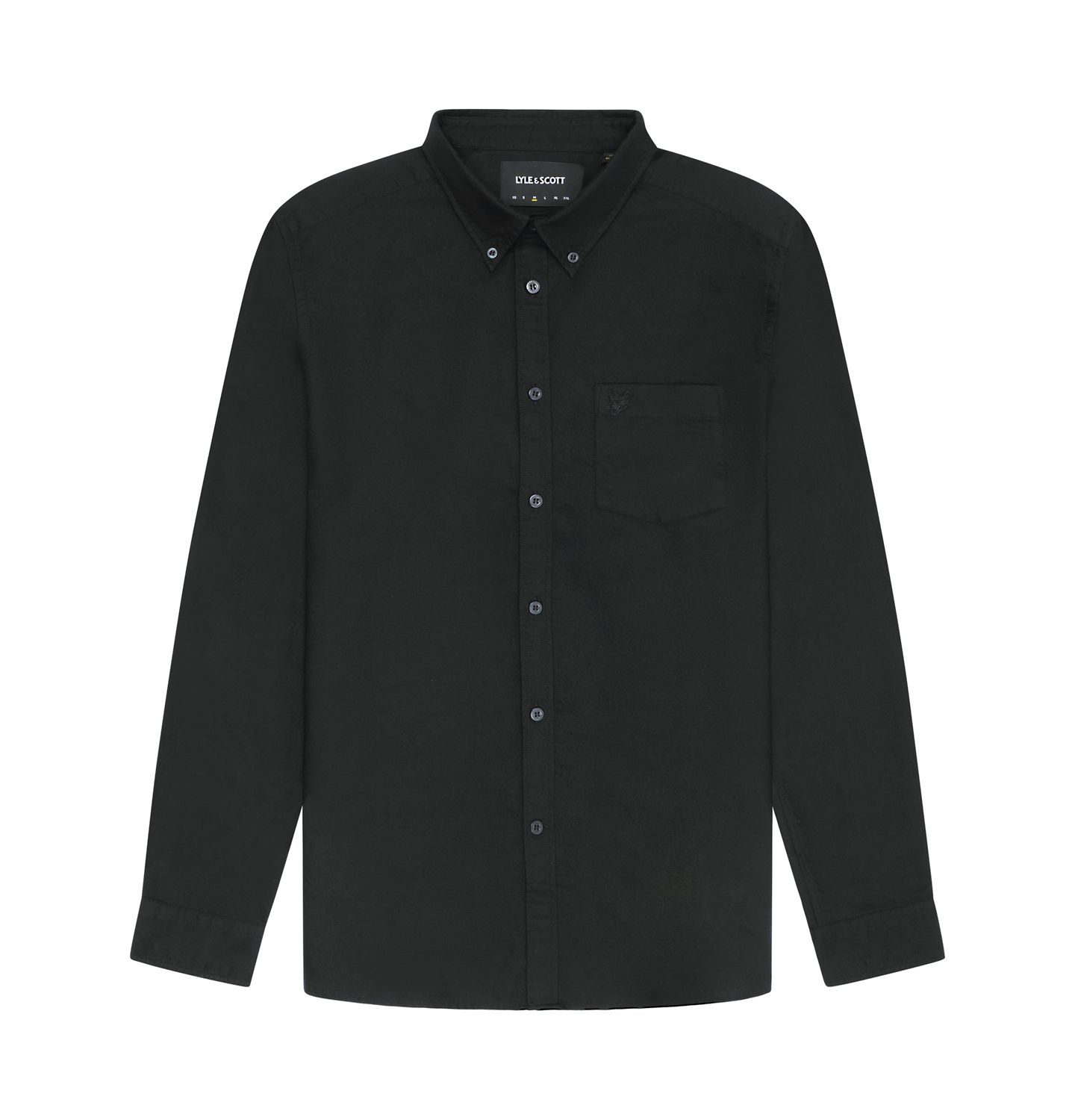 Мужская рубашка Lyle & Scott Tonal Eagle Plain Oxford, цвет: Угольно-чёрный — фото 5