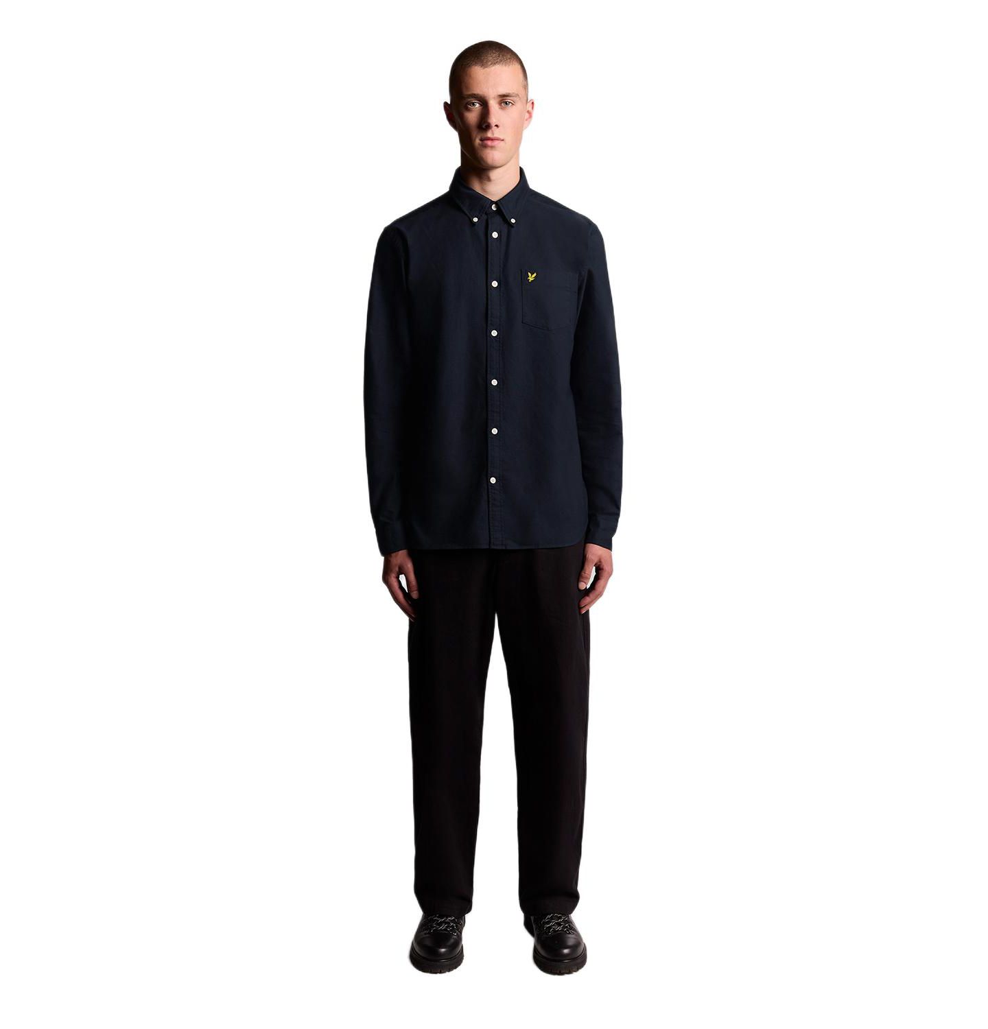 Мужская рубашка Lyle & Scott Plain Oxford, цвет: Тёмный тёмно-синий — фото 3