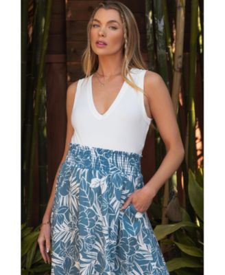 Maternity Ivory Ribbed Sleeveless Ruched Tank Top