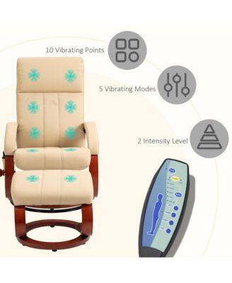 PU Leather Vibration Recliner Chair with Ottoman and Remote,