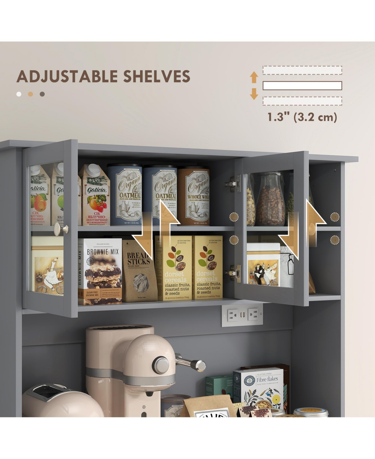 Homcom Pantry Storage Cabinet w/ Charging Station,