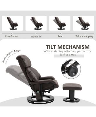 Massage Recliner Chair, Footrest, 360 Swivel Lounger w/ Ottoman,