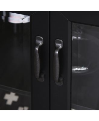 71" Freesding Bookshelf Storage Cabinet Hutch w/ Glass Doors,