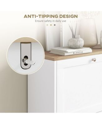 Slim Shoe Cabinet with 2 Flip Drawers & Adjustable Shelves,