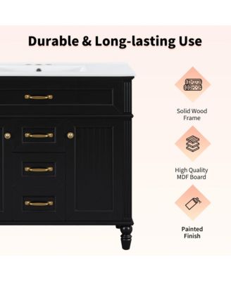 Freestanding Bathroom Vanity with Sink 2 Drawers and Soft Close Doors